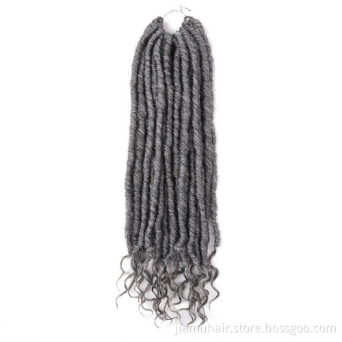 Synthetic 20Inch Goddess Faux Locs With Curly Ends Crochet Braids Natural Synthetic Hair Extension Soul Goddess